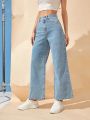 SHEIN Solid Wide Leg Jeans