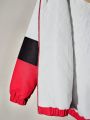 SHEIN Coolane Red And White Contrast Color Women's Jacket