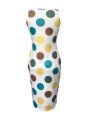 Polka Dot Print Bodycon Dress