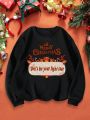 Plus Size Christmas Printed Sweatshirt With Round Neck