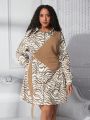 SHEIN CURVE+ Women's Plus Size Printed Shirt Dress