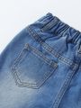 Young Girl Ripped Frayed Cut Out Ripped Frayed Straight Leg Jeans