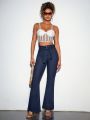 Women's High Waist Flared Jeans With Belt