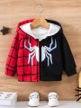 Baby Boy Spider Print Two Tone Hooded Jacket Without Tee