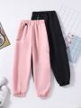 Teen Girls' 2pcs/Set Workwear Style Pants With Chain Decoration