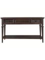 Classic Retro Style Console Table with Three Top Drawers and Open Style Bottom Shelf, Easy Assembly