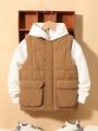 SHEIN Tween Boy 1pc Flap Pocket Zipper Vest Puffer Coat