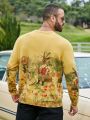 Extended Sizes Men'S Plus Size Cartoon Pattern Long Sleeve Sweater