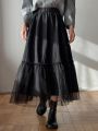 FRIFUL Women'S Ruffle Hem Midi Skirt
