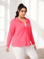 Daily&Casual Women's Plus Size Solid Color Mesh Splicing Sports Jacket