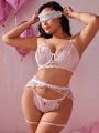 Pure Desire Plus Size Women's Sexy Mesh Lingerie With Heart-Shaped Pattern (Valentine's Day Collection)