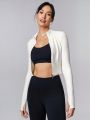 GLOWMODE FeatherFit™ Mock Neck Slimfit Crop Jacket