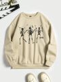 SHEIN EZwear Skeleton Print Drop Shoulder Sweatshirt