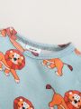 SHEIN Baby Boy 2pcs Cartoon Graphic Tee & 2pc Pants PJ Set