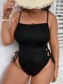 Plus Lace Up Side One Piece Swimsuit