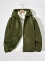 SHEIN Kids EVRYDAY Boys' (big) Casual Warm Fleece Waterproof Jacket