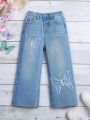 Young Girls' Butterfly Embroidered Straight Leg Jeans