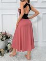 Women'S Lace Patchwork Knit Backless Nightgown