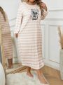 Printed Comfortable Long Home Dress, Can Be Worn Outdoors