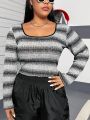 Women's Plus Size Stylish Striped T-shirt