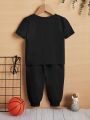 SHEIN Baby Boy Slogan Graphic Tee & Sweatpants