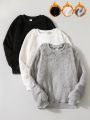 SHEIN Kids SPRTY Boys' Casual Teddy Sweatshirt Set, 3pcs