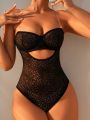 Floral Lace Cut Out Bandeau Teddy Bodysuit