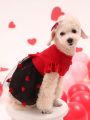 PETSIN Valentine'S Day Red & Black Tulle Heart Shaped Pet Skirt