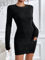 SHEIN Privé Chain Detail Backless Sweater Dress