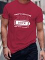 Manfinity Homme Men'S 2024 Happy New Year Pattern Short Sleeve T-Shirt