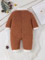 Baby Furry Long Sleeve Boys Zipper Jumpsuit New Autumn And Winter Style