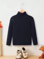 SHEIN Kids EVRYDAY Tween Girls Turtleneck Ribbed Knit Sweater