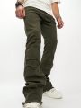 Men's Solid Color Frayed Hem Jeans