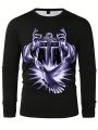 Men'S Plus Size Cross & Bird Pattern Long Sleeve T-Shirt