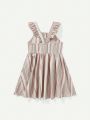 Cozy Cub Baby Girls' Colorful Vertical Striped Dress With Ruffled Hem And Waist Strap