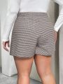 SHEIN Privé Plus Size Button-Front Wrap Plaid Skort