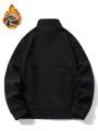 Men Letter Patched Detail Thermal Lined Zip Up Thermal Jacket