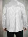 Extended Sizes Men's Plus Size Jacquard Long Sleeve Shirt