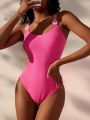 SHEIN Swim Mod Women'S Solid Color One-Piece Swimsuit