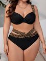 SHEIN Swim Classy Plus Size Bikini Set With Leopard Print Pattern