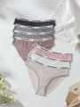 SHEIN Plus 7pack Letter Tape Waist Contrast Binding Panty