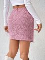 SHEIN Privé Button Front Tweed Skirt