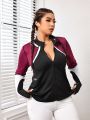 Plus Colorblock Zip Up Sports Jacket