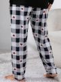 Plus Size Versatile Black And White Checkered Heart Pajamas