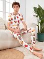 SHEIN Teen Boys' Leisure Food Pattern Printed Tight Homewear Set