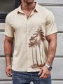 Extended Sizes Men Plus Coconut Tree Print Shirt