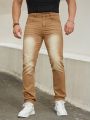 Men Slant Pocket Straight Leg Jeans