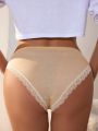 SHEIN Women's Patchwork Lace Triangle Panties