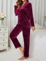 Lace Patchwork Long Sleeve Pajama Set