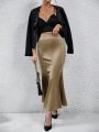 SHEIN Privé Mermaid Style Elegant Colorful Satin Skirt